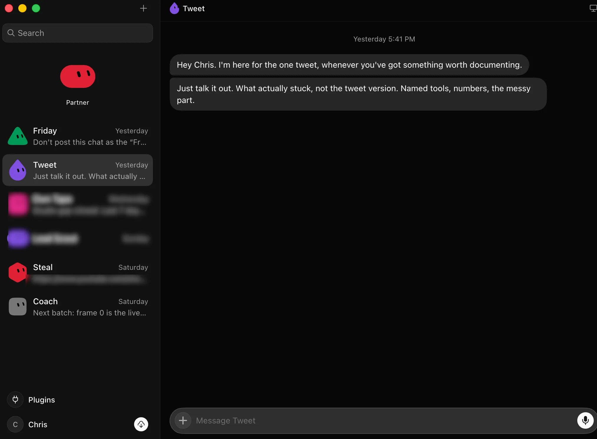 The Grok Bot roster on a paid account, showing named persistent bots