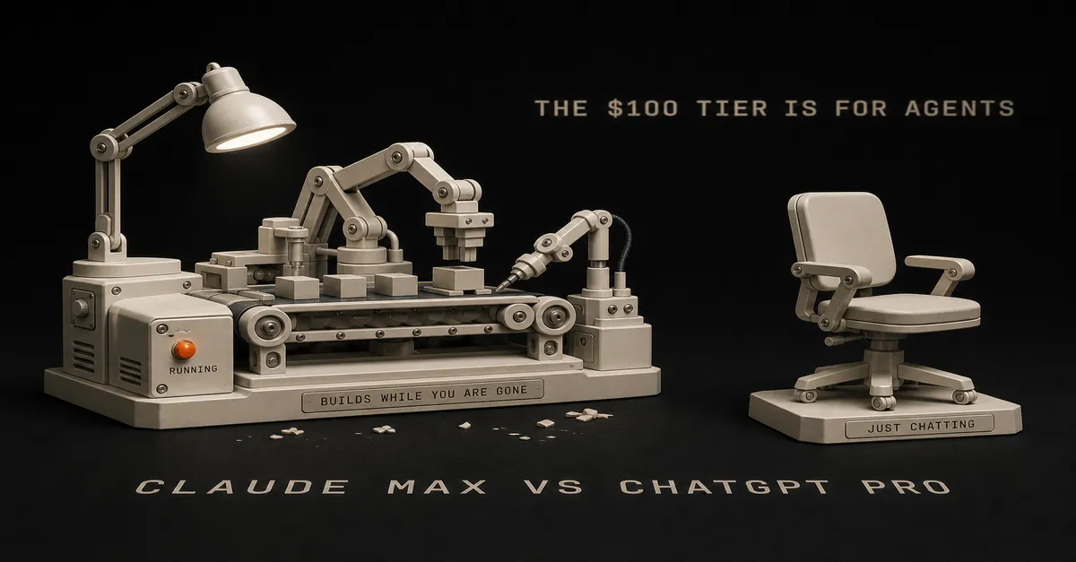 Clay model: a robot workbench builds while you're away, beside an empty office chair
