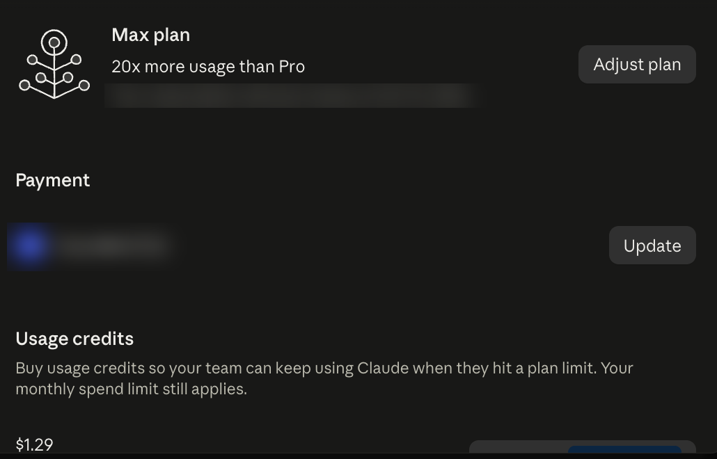 My real Claude Max plan and the usage credits balance, September 18, 2026